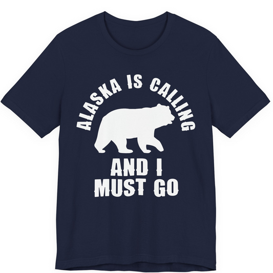 Alaska Is Calling Bear Silhouette Adventure Shirt Premium T-Shirt – Navy – Alaska Cruise Shirts