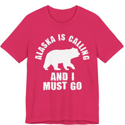 Alaska Is Calling Bear Silhouette Adventure Shirt Premium T-Shirt – Fuchsia – Alaska Cruise Shirts