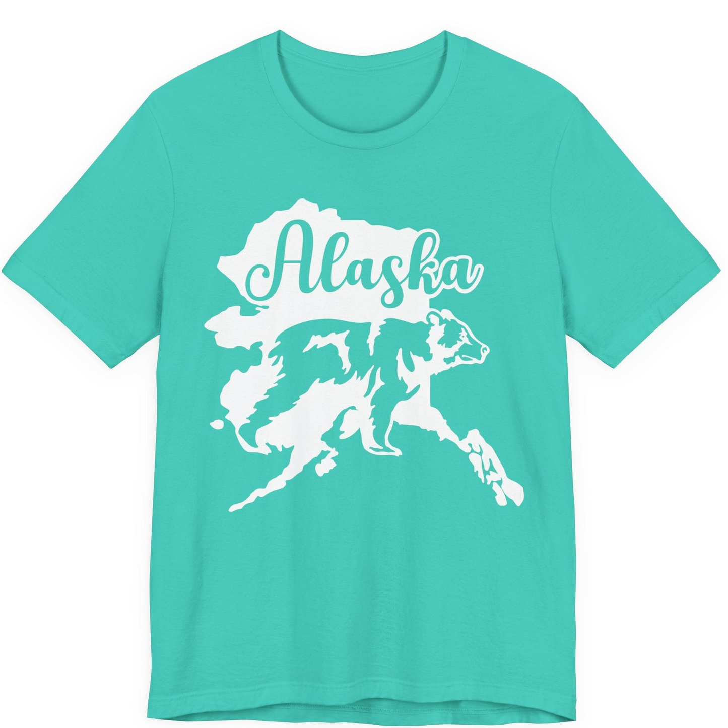 Alaska Bear Silhouette Shirt Premium T-Shirt – Teal – Alaska Cruise Shirts