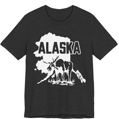 Alaska Moose Silhouette Shirt Premium T-Shirt – Dark Grey Heather – Alaska Cruise Shirts