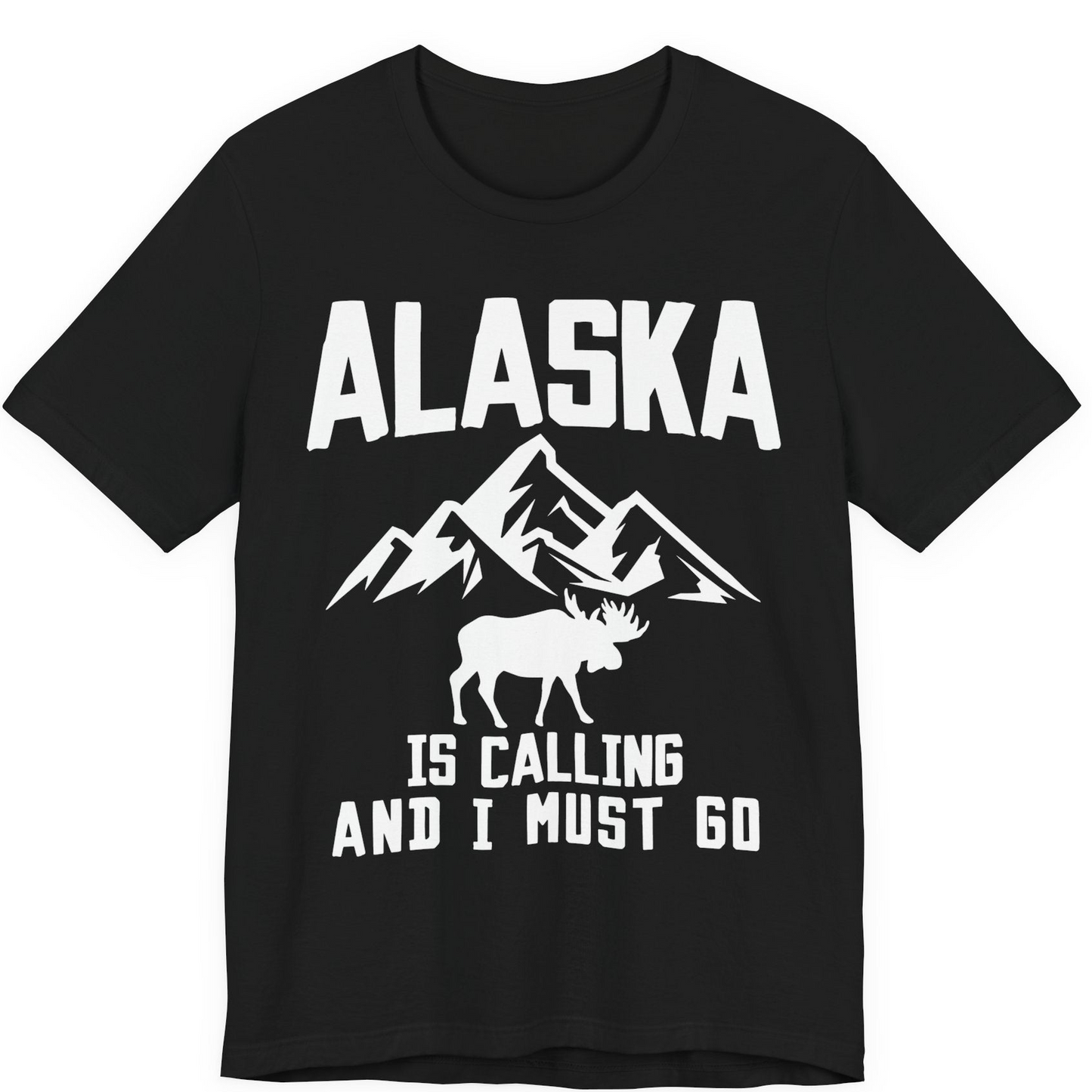 Alaska Is Calling Moose Mountains Adventure Silhouette Nature Shirt — Premium Tee Premium T-Shirt – Black – Alaska Cruise Shirts