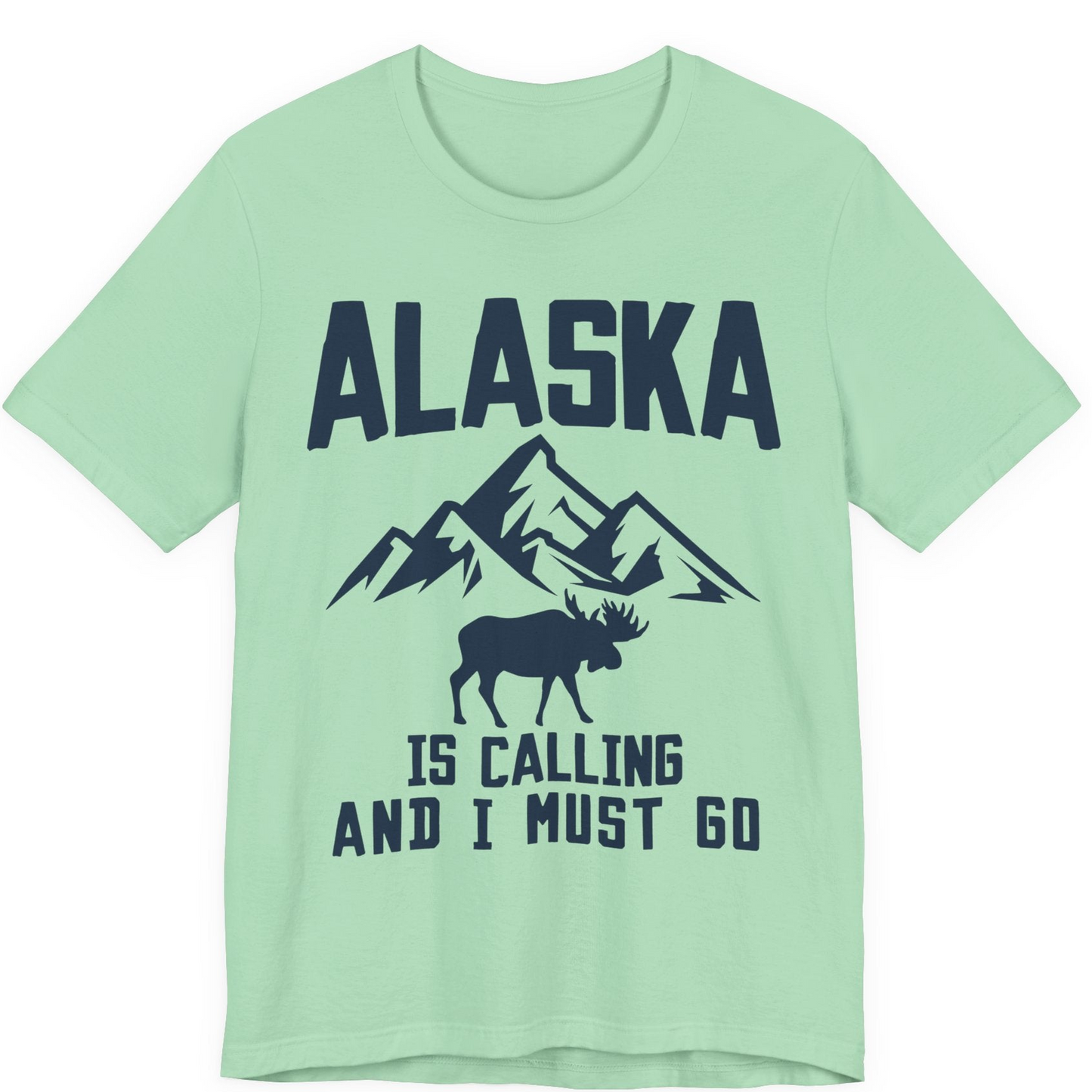 Alaska Is Calling Moose Mountains Adventure Silhouette Nature Shirt — Premium Tee Premium T-Shirt – Mint – Alaska Cruise Shirts