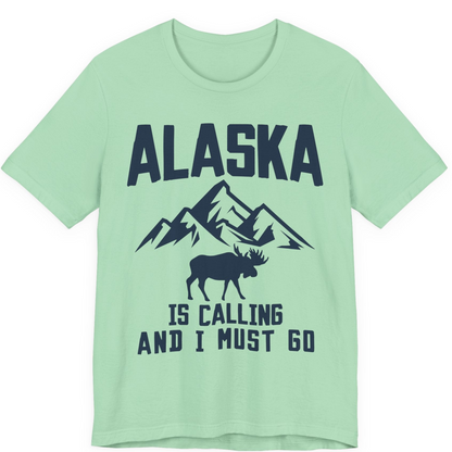 Alaska Is Calling Moose Mountains Adventure Silhouette Nature Shirt — Premium Tee Premium T-Shirt – Mint – Alaska Cruise Shirts