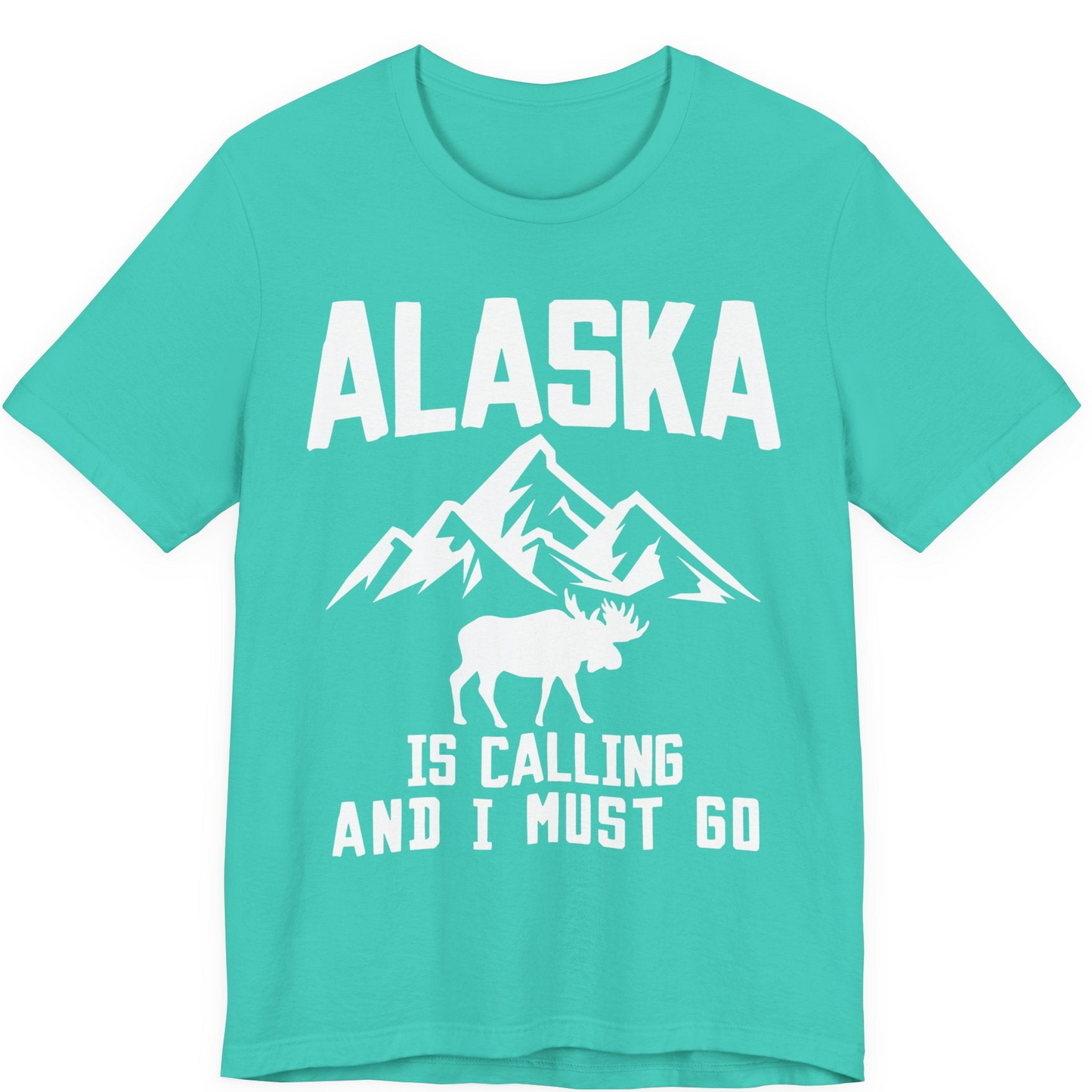 Alaska Is Calling Moose Mountains Adventure Silhouette Nature Shirt — Premium Tee Premium T-Shirt – Teal – Alaska Cruise Shirts