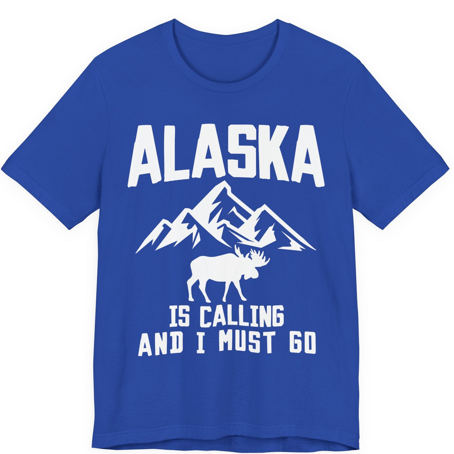 Alaska Is Calling Moose Mountains Adventure Silhouette Nature Shirt — Premium Tee Premium T-Shirt – True Royal – Alaska Cruise Shirts