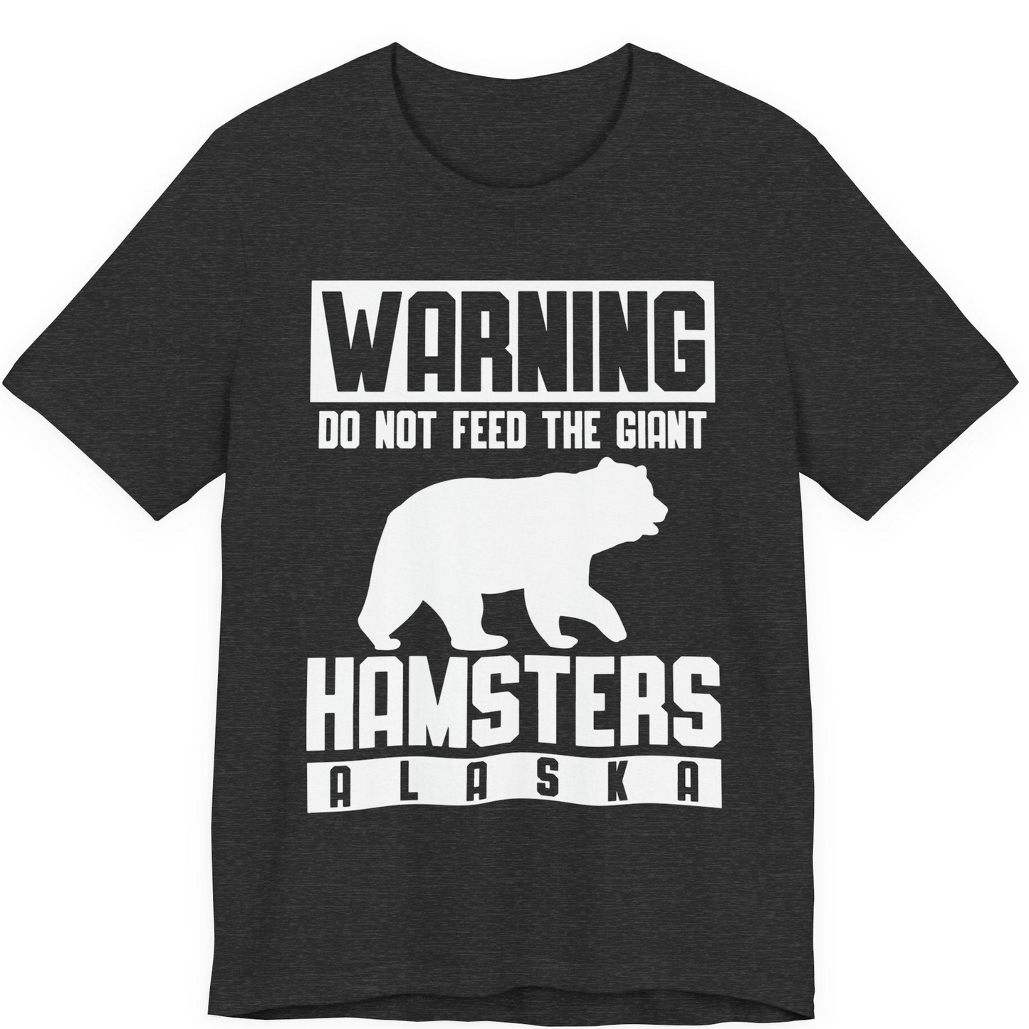 Funny Alaska Bear Giant Hamster Warning Sign Shirt for Travelers — Premium Tee Premium T-Shirt – Dark Grey Heather – Alaska Cruise Shirts