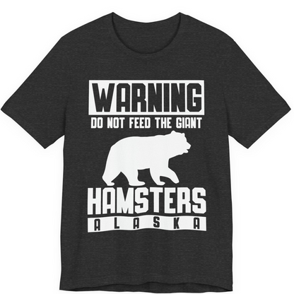 Funny Alaska Bear Giant Hamster Warning Sign Shirt for Travelers — Premium Tee Premium T-Shirt – Dark Grey Heather – Alaska Cruise Shirts