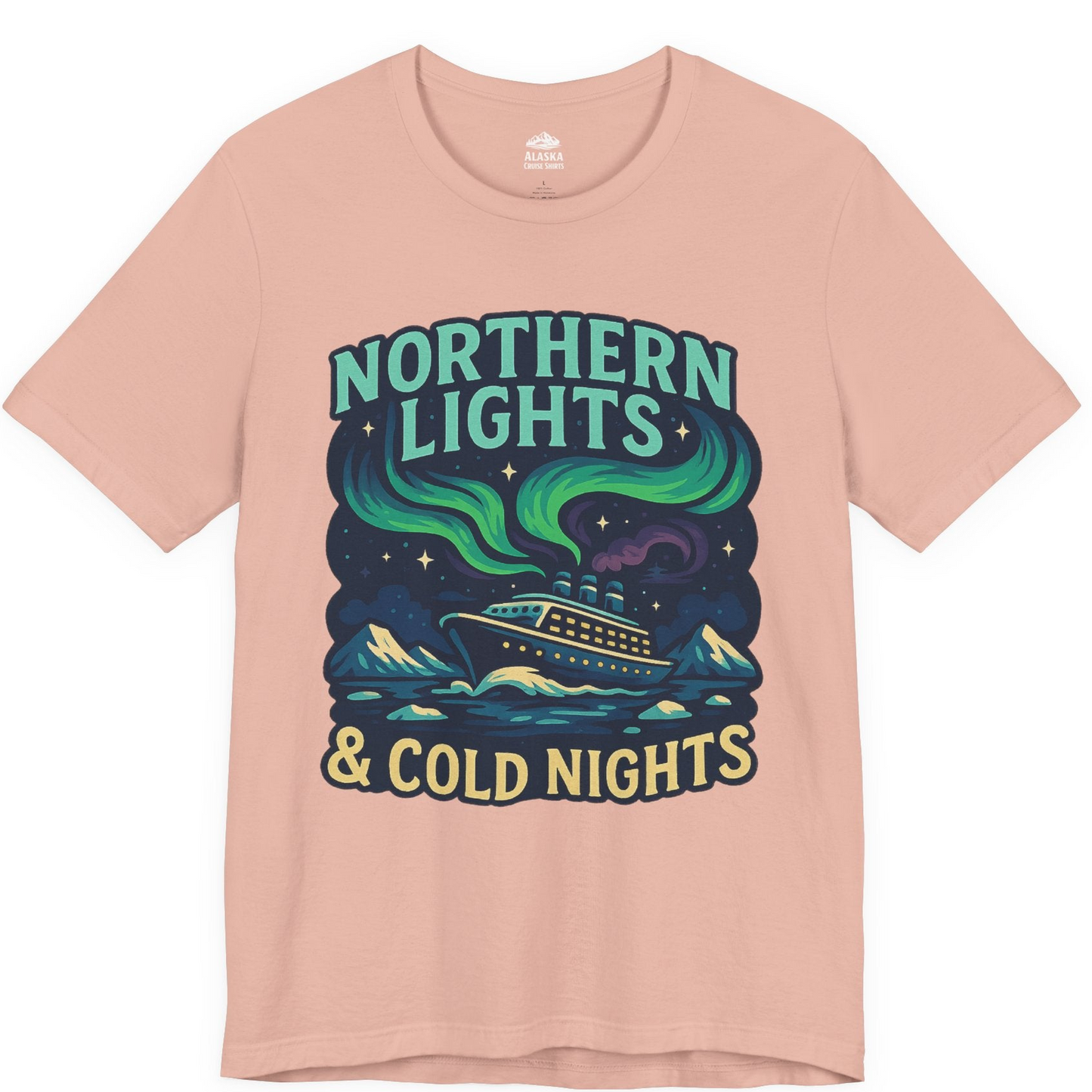 Northern Lights Alaska Cruise Ship Night Adventure Travel Shirt — Premium Tee Premium T-Shirt – Peach – Alaska Cruise Shirts