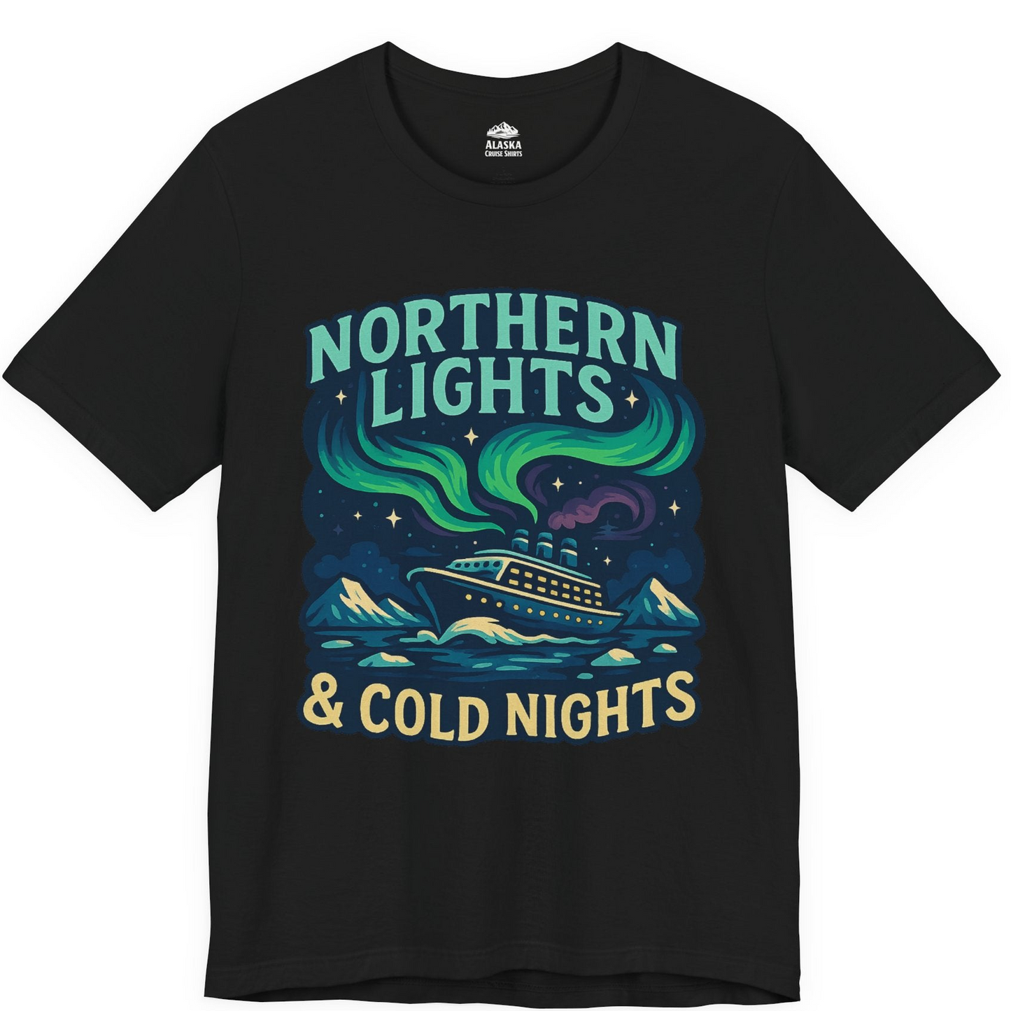 Northern Lights Alaska Cruise Ship Night Adventure Travel Shirt — Premium Tee Premium T-Shirt – Black – Alaska Cruise Shirts