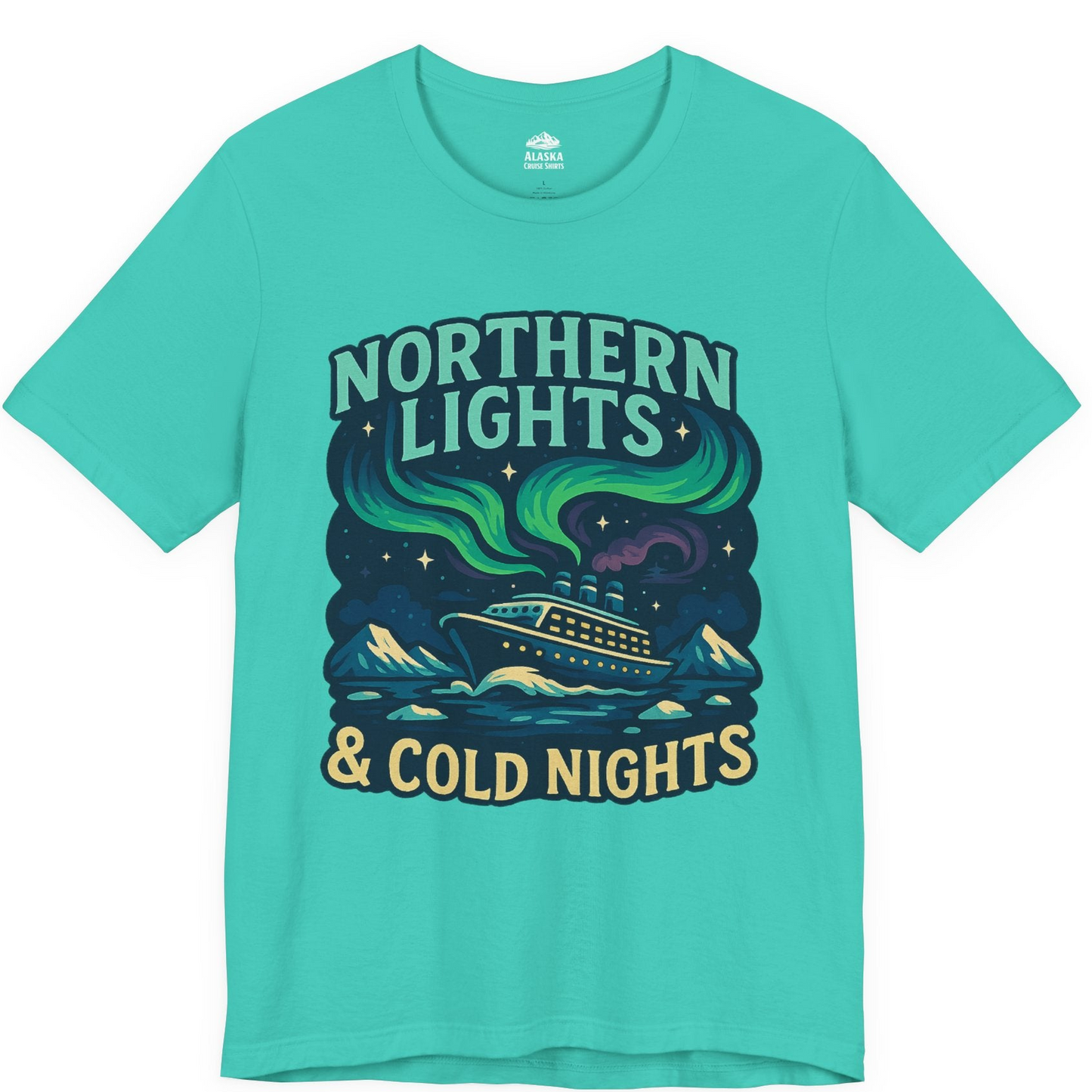 Northern Lights Alaska Cruise Ship Night Adventure Travel Shirt — Premium Tee Premium T-Shirt – Teal – Alaska Cruise Shirts