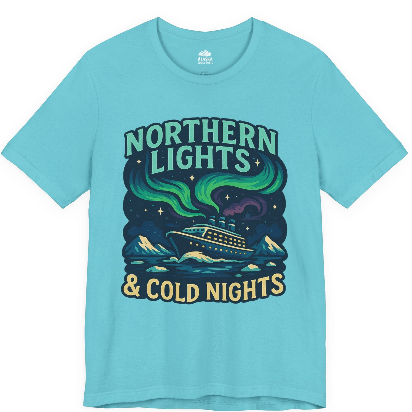 Northern Lights Alaska Cruise Ship Night Adventure Travel Shirt — Premium Tee Premium T-Shirt – Turquoise – Alaska Cruise Shirts