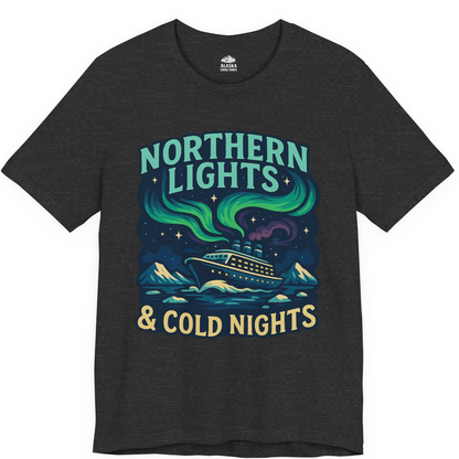 Northern Lights Alaska Cruise Ship Night Adventure Travel Shirt — Premium Tee Premium T-Shirt – Dark Grey Heather – Alaska Cruise Shirts