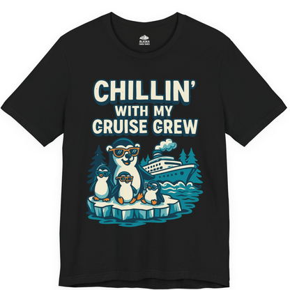 Chillin With My Cruise Crew Cute Penguins Alaska Cartoon Shirt — Premium Tee Premium T-Shirt – Black – Alaska Cruise Shirts