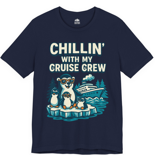 Chillin With My Cruise Crew Cute Penguins Alaska Cartoon Shirt — Premium Tee Premium T-Shirt – Navy – Alaska Cruise Shirts