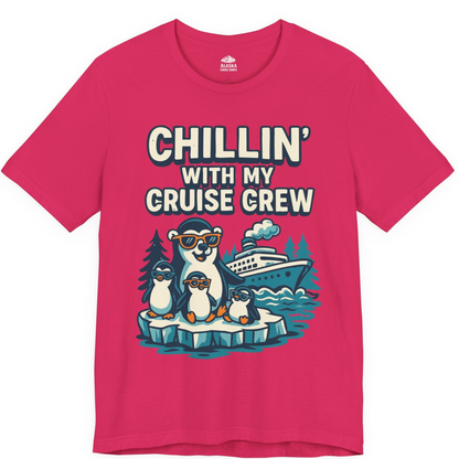 Chillin With My Cruise Crew Cute Penguins Alaska Cartoon Shirt — Premium Tee Premium T-Shirt – Fuchsia – Alaska Cruise Shirts