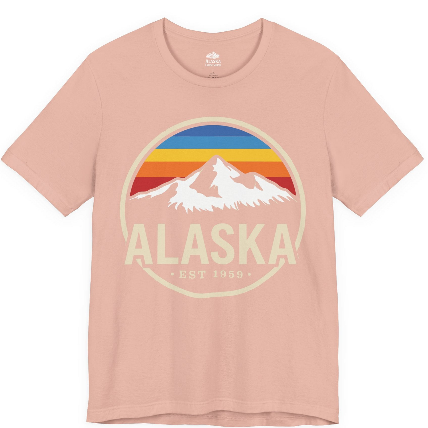 Alaska Vintage Mountain Sunset Shirt Premium T-Shirt – Peach – Alaska Cruise Shirts