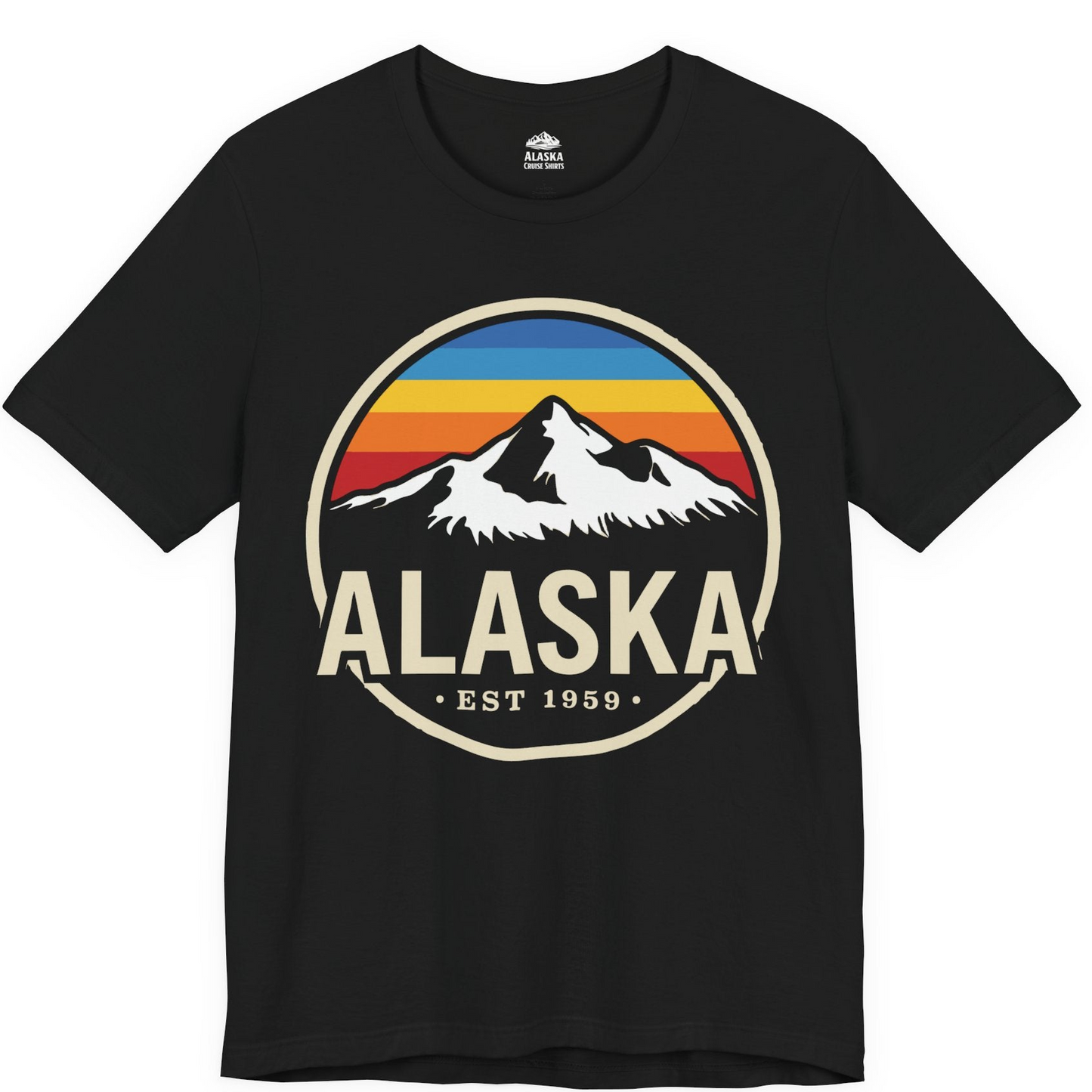 Alaska Vintage Mountain Sunset Shirt Premium T-Shirt – Black – Alaska Cruise Shirts