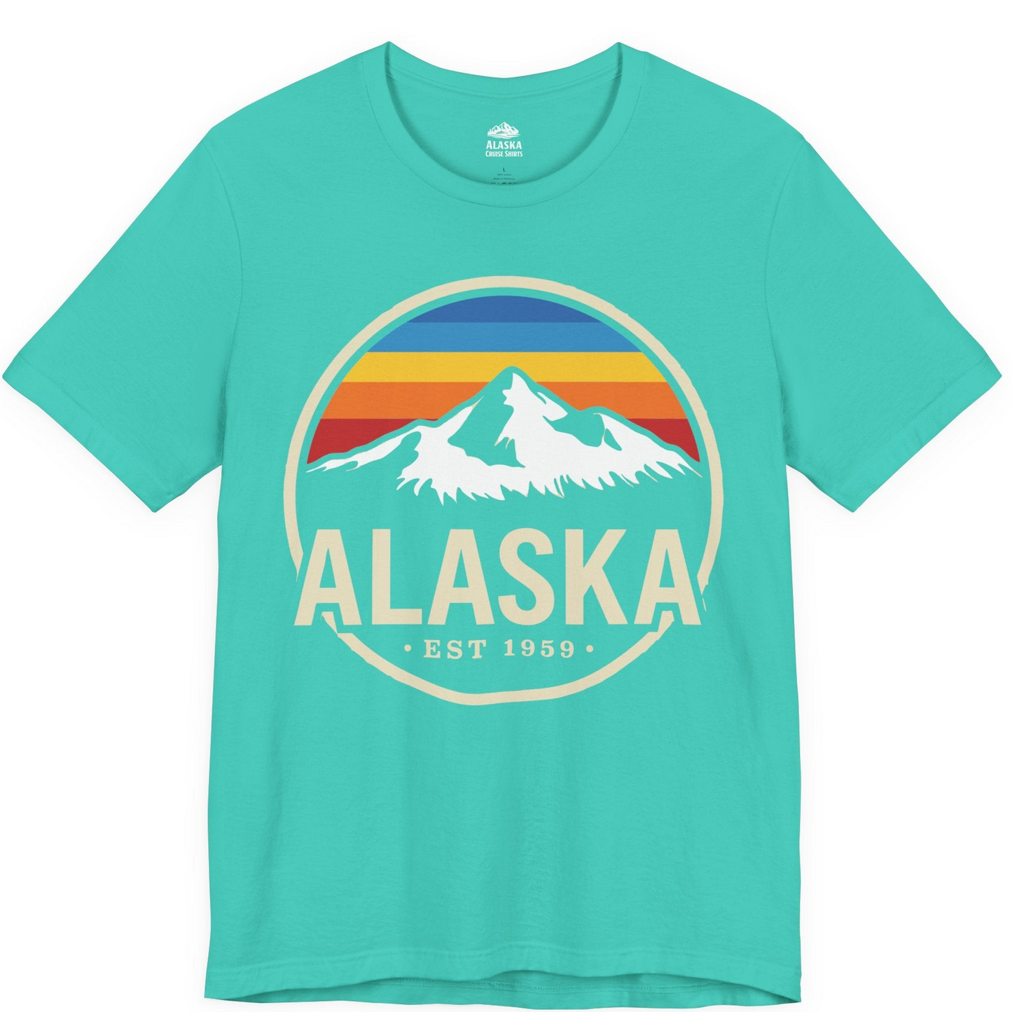 Alaska Vintage Mountain Sunset Shirt Premium T-Shirt – Teal – Alaska Cruise Shirts