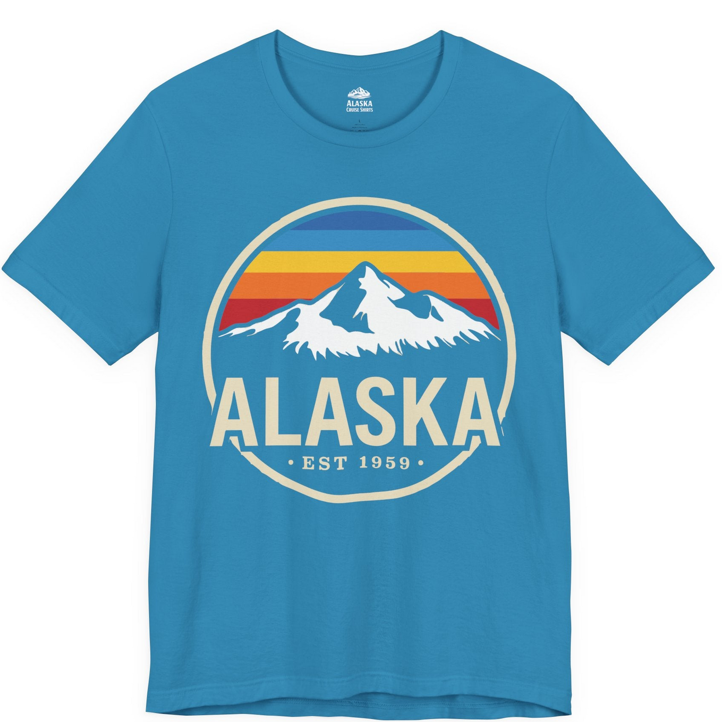 Alaska Vintage Mountain Sunset Shirt Premium T-Shirt – Aqua – Alaska Cruise Shirts