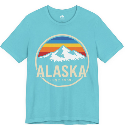 Alaska Vintage Mountain Sunset Shirt Premium T-Shirt – Turquoise – Alaska Cruise Shirts