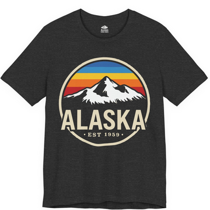 Alaska Vintage Mountain Sunset Shirt Premium T-Shirt – Dark Grey Heather – Alaska Cruise Shirts