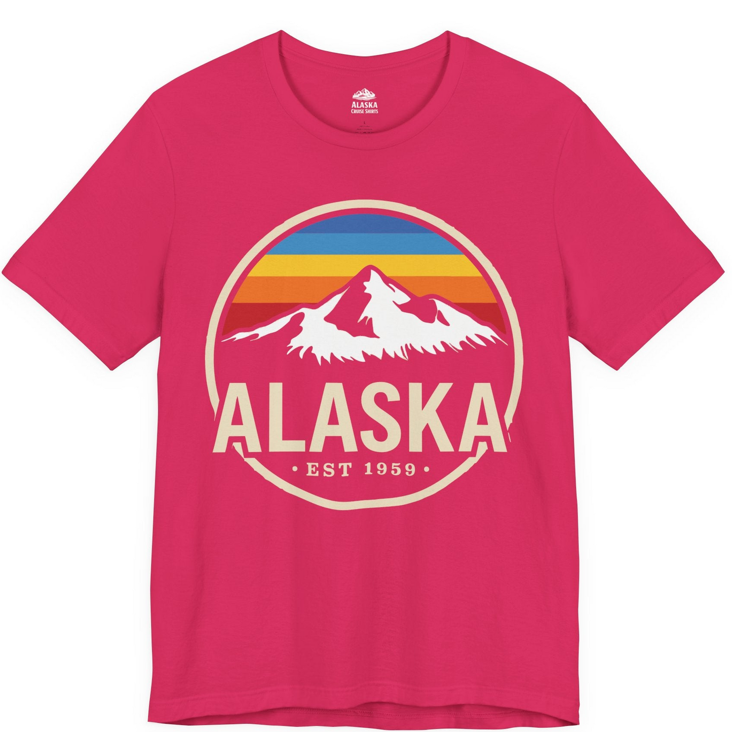 Alaska Vintage Mountain Sunset Shirt Premium T-Shirt – Fuchsia – Alaska Cruise Shirts