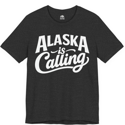 Alaska Is Calling Shirt Premium T-Shirt – Dark Grey Heather – Alaska Cruise Shirts