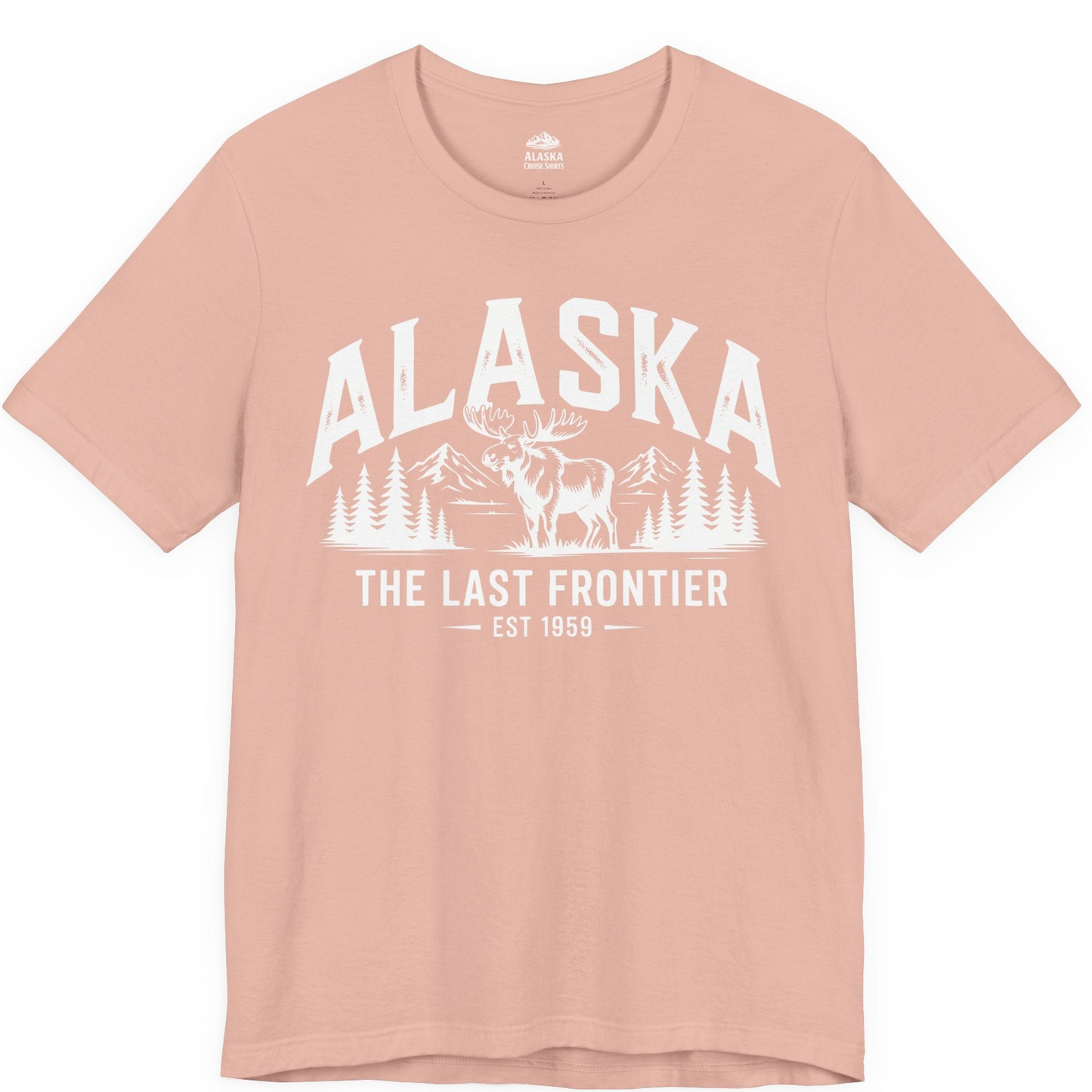 Alaska The Last Frontier Moose Mountain Wilderness Graphic Shirt — Premium Tee Premium T-Shirt – Peach – Alaska Cruise Shirts