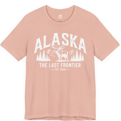 Alaska The Last Frontier Moose Mountain Wilderness Graphic Shirt — Premium Tee Premium T-Shirt – Peach – Alaska Cruise Shirts