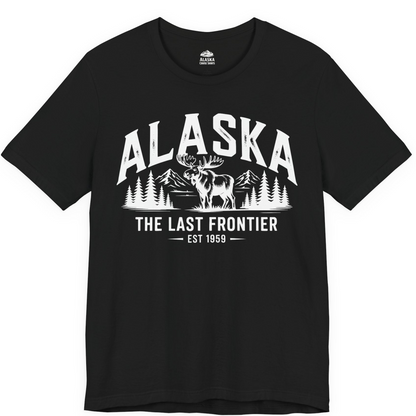 Alaska The Last Frontier Moose Mountain Wilderness Graphic Shirt — Premium Tee Premium T-Shirt – Black – Alaska Cruise Shirts
