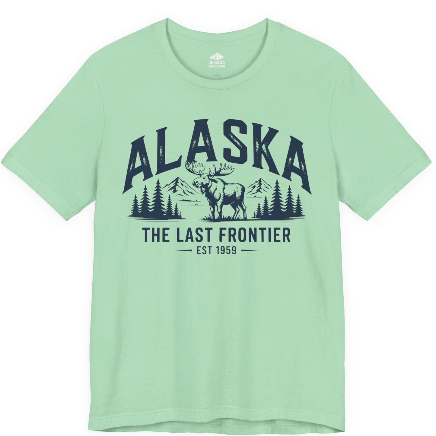 Alaska The Last Frontier Moose Mountain Wilderness Graphic Shirt — Premium Tee Premium T-Shirt – Mint – Alaska Cruise Shirts