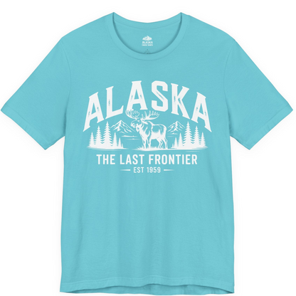 Alaska The Last Frontier Moose Mountain Wilderness Graphic Shirt — Premium Tee Premium T-Shirt – Turquoise – Alaska Cruise Shirts