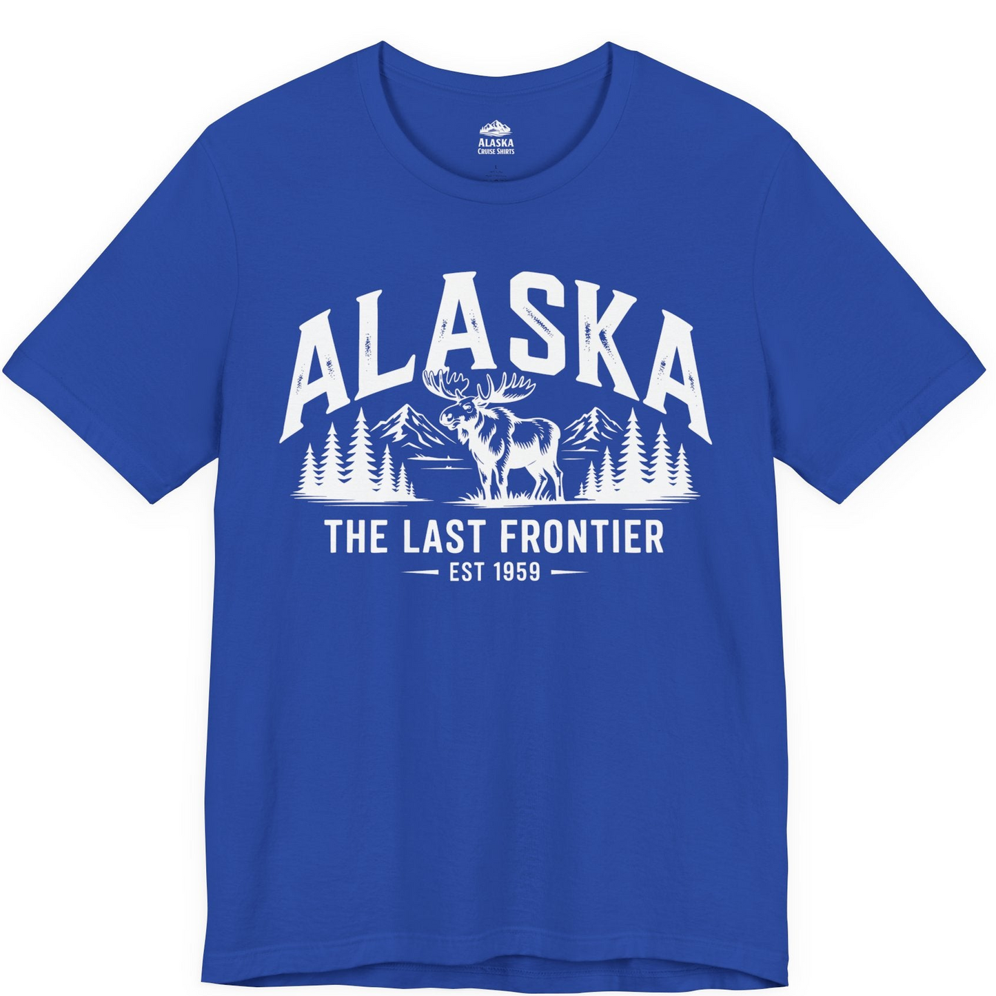 Alaska The Last Frontier Moose Mountain Wilderness Graphic Shirt — Premium Tee Premium T-Shirt – True Royal – Alaska Cruise Shirts