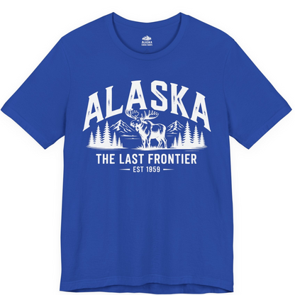 Alaska The Last Frontier Moose Mountain Wilderness Graphic Shirt — Premium Tee Premium T-Shirt – True Royal – Alaska Cruise Shirts
