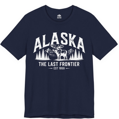 Alaska The Last Frontier Moose Mountain Wilderness Graphic Shirt — Premium Tee Premium T-Shirt – Navy – Alaska Cruise Shirts