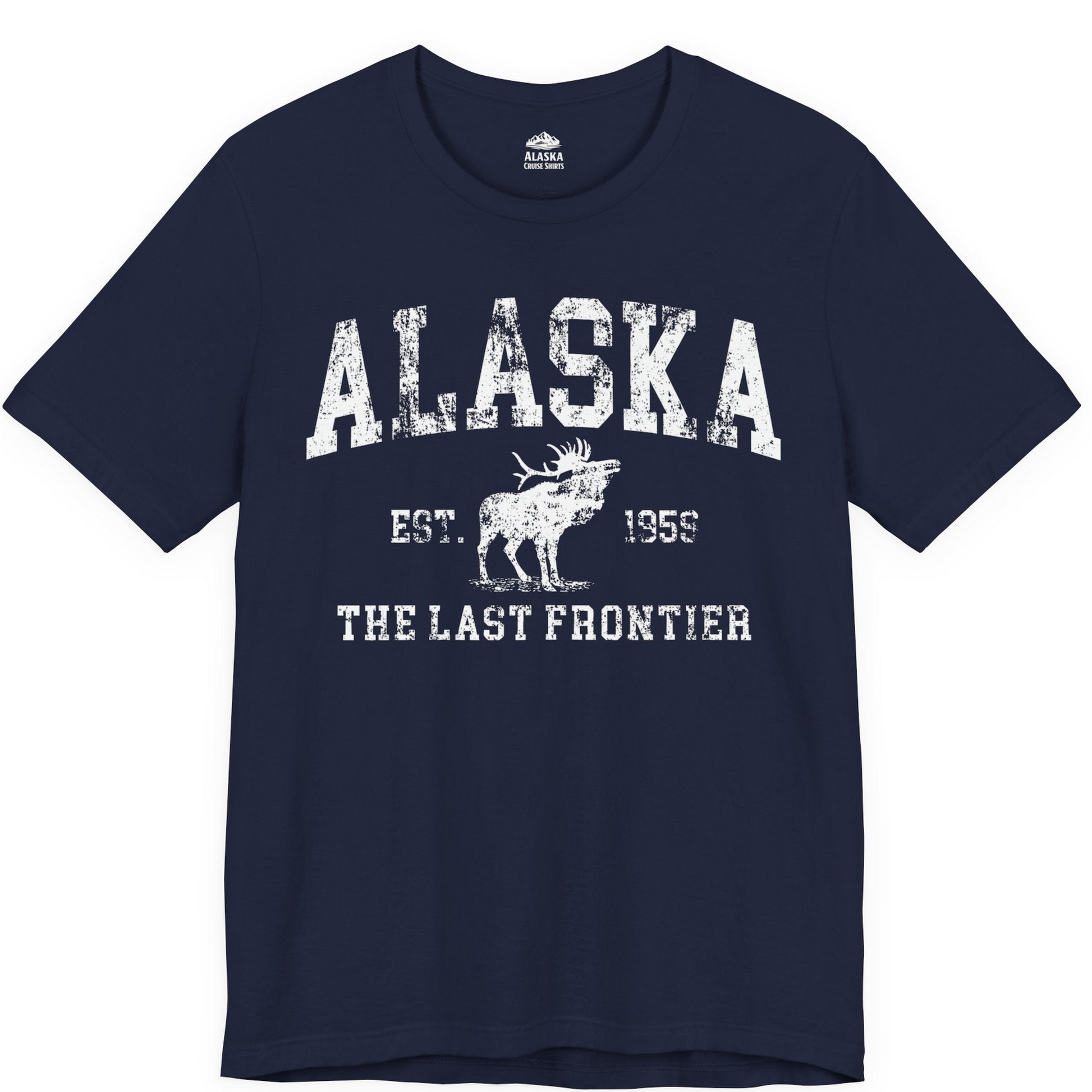 Vintage Alaska Moose Shirt Premium T-Shirt – Navy – Alaska Cruise Shirts