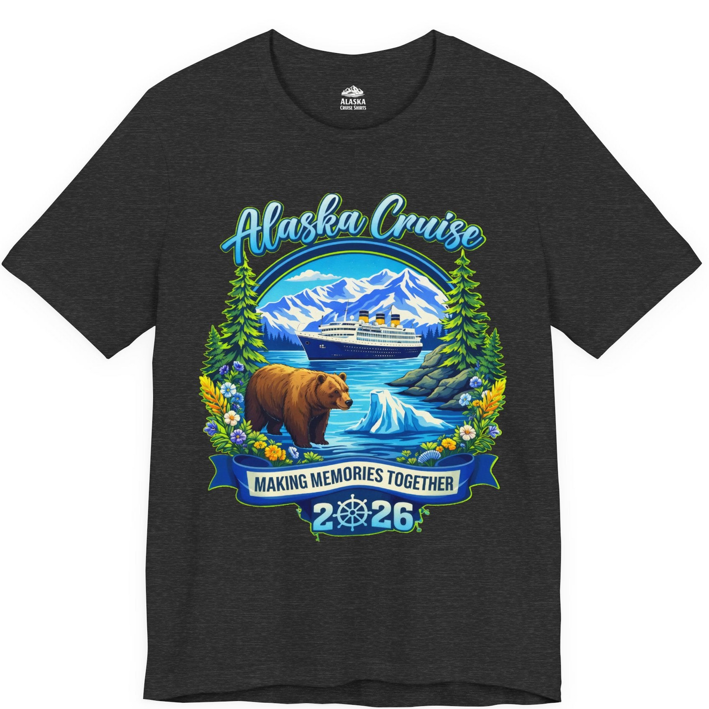 Alaska Cruise 2026 Family Shirt Premium T-Shirt – Dark Grey Heather – Alaska Cruise Shirts