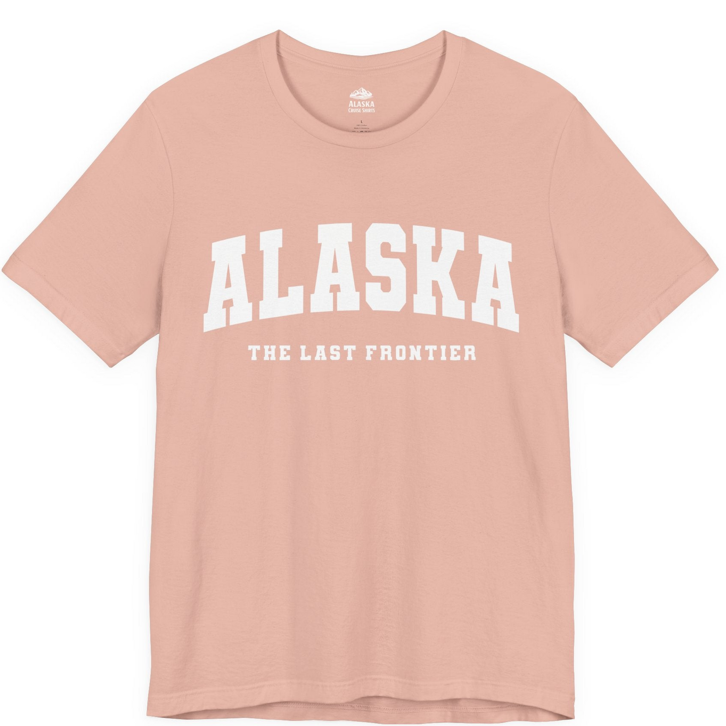 Alaska The Last Frontier Bold Collegiate Vintage State Pride Shirt — Premium Tee Premium T-Shirt – Peach – Alaska Cruise Shirts