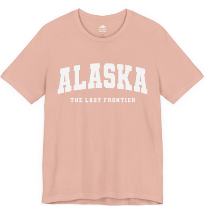 Alaska The Last Frontier Bold Collegiate Vintage State Pride Shirt — Premium Tee Premium T-Shirt – Peach – Alaska Cruise Shirts