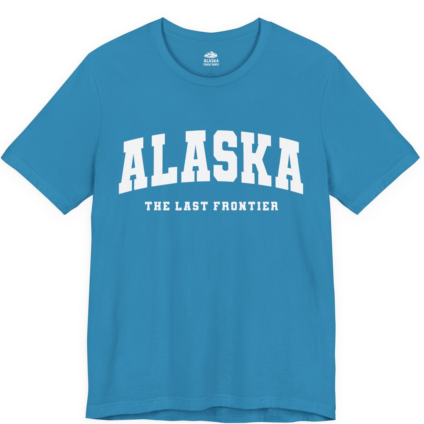 Alaska The Last Frontier Bold Collegiate Vintage State Pride Shirt — Premium Tee Premium T-Shirt – Aqua – Alaska Cruise Shirts