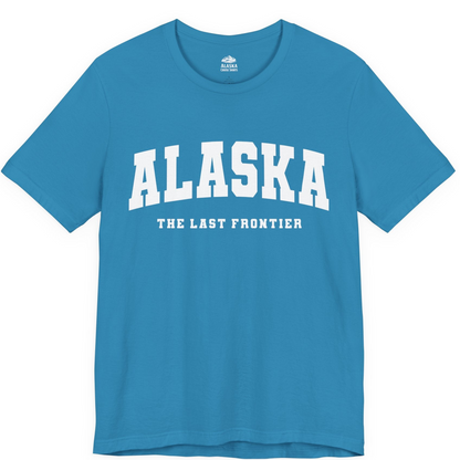 Alaska The Last Frontier Bold Collegiate Vintage State Pride Shirt — Premium Tee Premium T-Shirt – Aqua – Alaska Cruise Shirts
