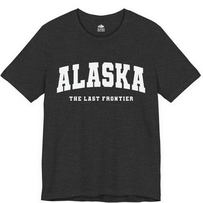 Alaska The Last Frontier Bold Collegiate Vintage State Pride Shirt — Premium Tee Premium T-Shirt – Dark Grey Heather – Alaska Cruise Shirts