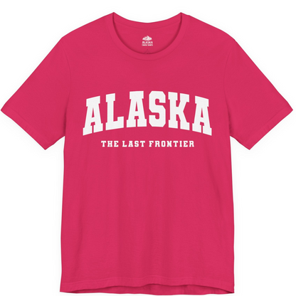 Alaska The Last Frontier Bold Collegiate Vintage State Pride Shirt — Premium Tee Premium T-Shirt – Fuchsia – Alaska Cruise Shirts