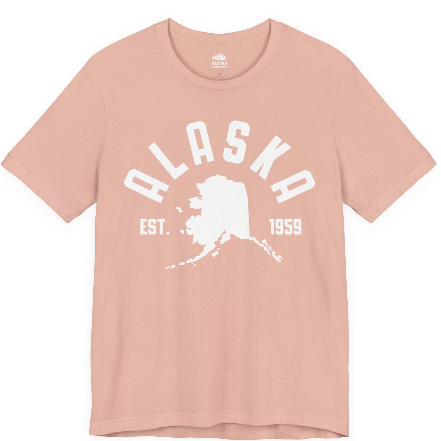 Vintage Alaska State Outline Est 1959 Retro Collegiate Shirt — Premium Tee Premium T-Shirt – Peach – Alaska Cruise Shirts