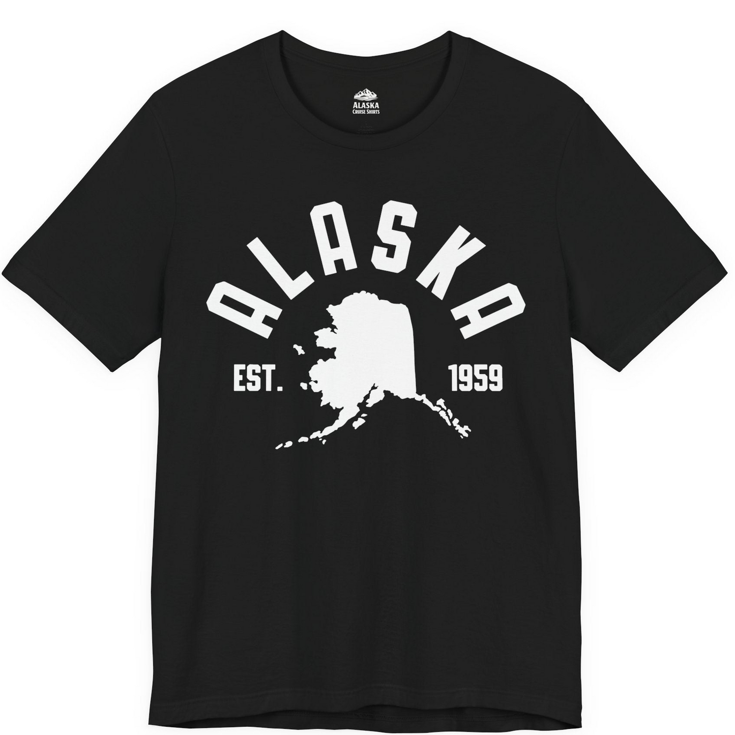 Vintage Alaska State Outline Est 1959 Retro Collegiate Shirt — Premium Tee Premium T-Shirt – Black – Alaska Cruise Shirts
