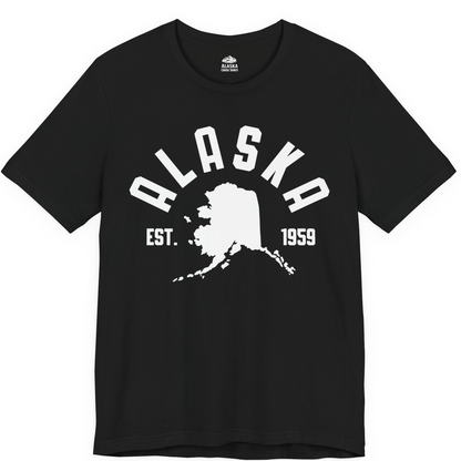 Vintage Alaska State Outline Est 1959 Retro Collegiate Shirt — Premium Tee Premium T-Shirt – Black – Alaska Cruise Shirts