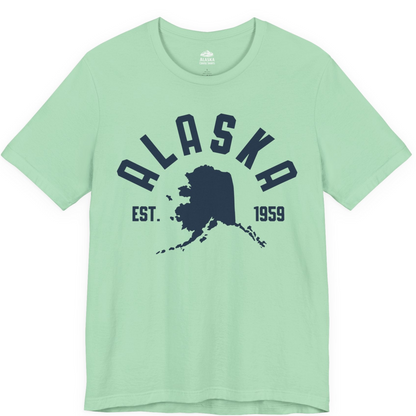 Vintage Alaska State Outline Est 1959 Retro Collegiate Shirt — Premium Tee Premium T-Shirt – Mint – Alaska Cruise Shirts