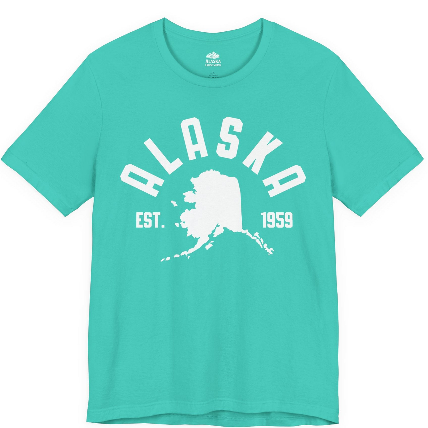 Vintage Alaska State Outline Est 1959 Retro Collegiate Shirt — Premium Tee Premium T-Shirt – Teal – Alaska Cruise Shirts