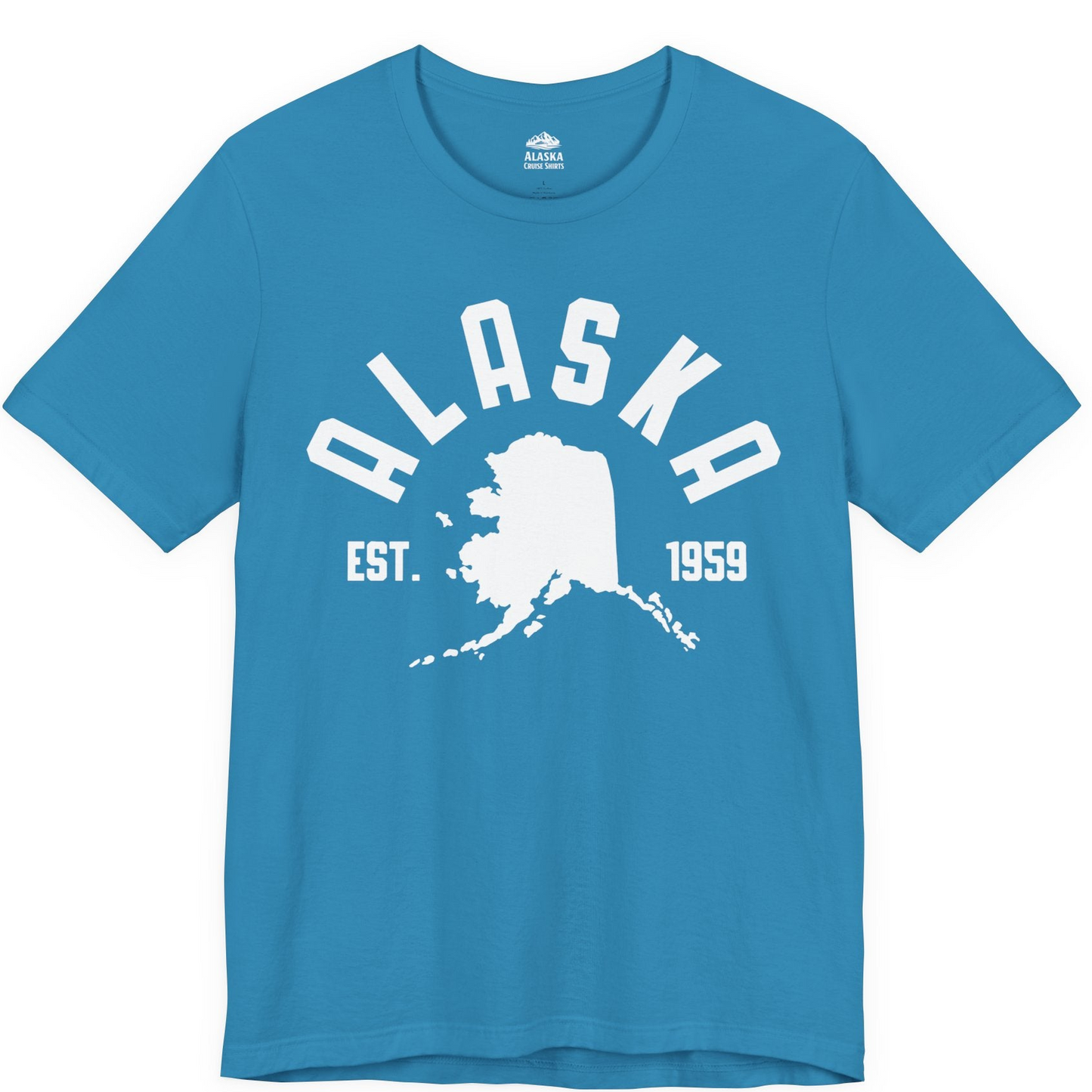 Vintage Alaska State Outline Est 1959 Retro Collegiate Shirt — Premium Tee Premium T-Shirt – Aqua – Alaska Cruise Shirts