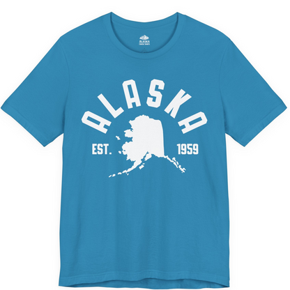 Vintage Alaska State Outline Est 1959 Retro Collegiate Shirt — Premium Tee Premium T-Shirt – Aqua – Alaska Cruise Shirts